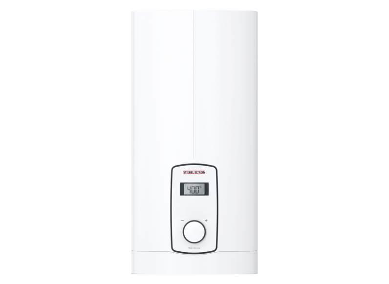 Stiebel Eltron DHB-E 11/13 LCD digital tankless water heater with control panel, compact design for instant hot water.