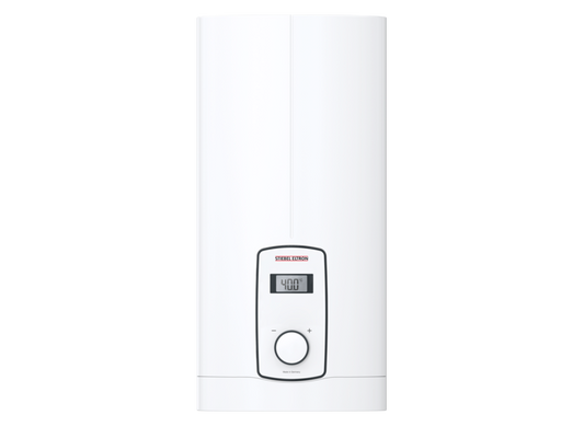 Stiebel Eltron DHB-E 11/13 LCD digital tankless water heater with control panel, compact design for instant hot water.