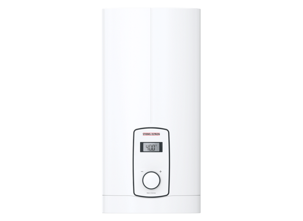 Stiebel Eltron DHB-E 11/13 LCD digital tankless water heater with control panel, compact design for instant hot water.
